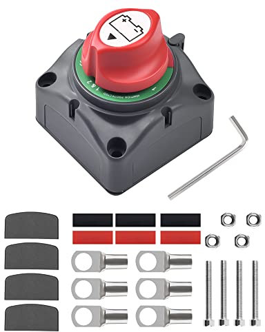 Batterie Hauptschalter 1-2-Both-OFF LUNEKUCK Batterietrennschalter für 2 Autobatterie Hauptschalter 12V 24V 48 Volt Batterie Schalter Wasserdicht Batterie Trennschalter für Auto KFZ Motorrad Boot usw.