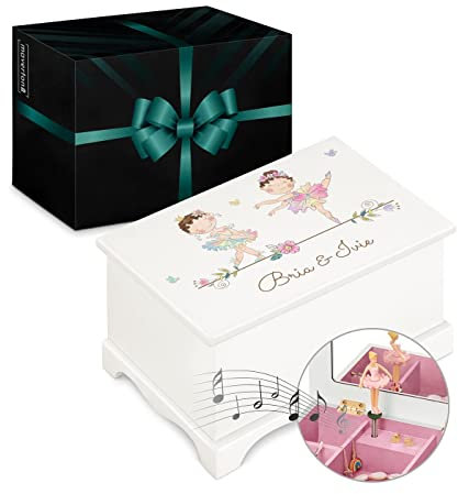 Maverton Herz Schmuckkästchen mit Aufdruck - Schmuckschatulle mit Spieluhr Ballerina - Musikschmuckdose in Herzform für Mädchen - Jewelkeeper zur Taufe zur Erstkommunion - zum Geburtstag - Ballerinas
