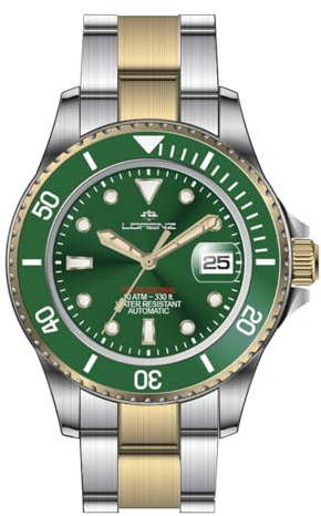 Lorenz Sport Ceramic 21065EE - Orologio sportivo da uomo - Orologio automatico in acciaio con ghiera in ceramica - Subacqueo fino a 100 metri