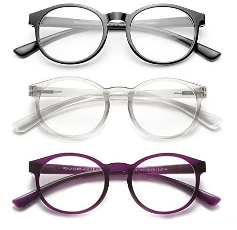 OKH Lesebrille für Damen Herren, Blaulichtblockierende Federscharnierleser, Anti-Augenbelastung/UV-Strahlung/Blendlicht/Brillen(4.0)
