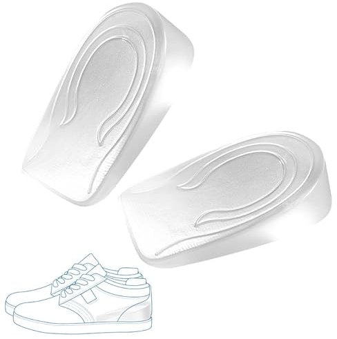 1 Pares Taloneras Fascitis Plantar Plantillas Gel，Plantilla para Espolon Calcaneo y Fascitis Plantar ，Taloneras Silicona Transparente，2 cm Plantillas de Aumento de Altura para Hombres y Mujeres