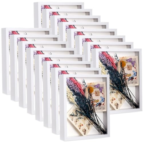 Ripeng 16 Pack Shadow Box Frame Display Case Picture Frame for Wedding Bouquet, Teacher Crafts, Photo, Ticket, Valentine, Mother Day, Medal, DIY Wall or Tabletop Gift(8 x 10 Inch,White)