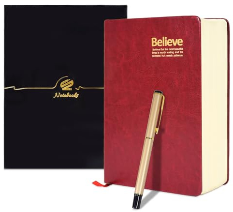 Elezeal Cuaderno rayado A5 con marcador de cinta, diario de escritura súper grueso, cuaderno extra grueso para viajes, cubierta de piel sintética, 720 páginas para un año de escritura diaria con papel