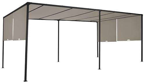 IDMarket - Pergola coulissante 2 pans 3x6 M belvédère de Jardin Toile Taupe
