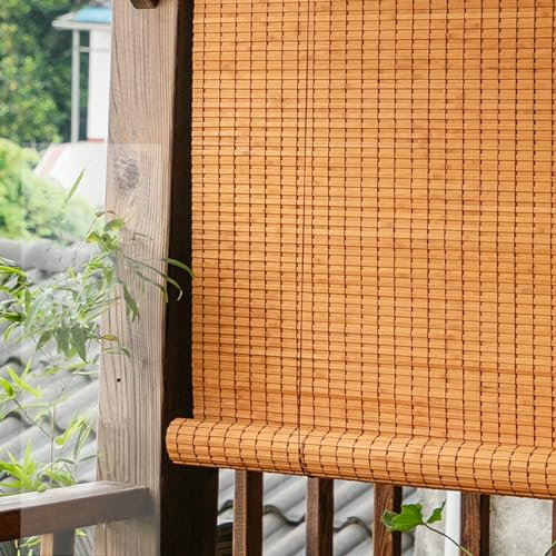 XINGWANGG Bambusrollo Sonnenschutz Bambus Raffrollo Verdunkelungsrollo Fensterdekoration Blickdicht Jalousette Sichtschutz Rollo für Terrasse Garten Tür Küche,Breite x Höhe (150cm x 270cm)