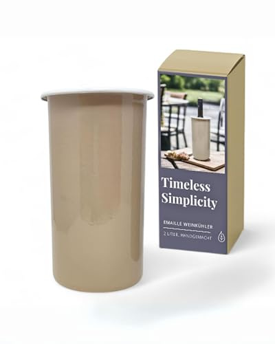 LIVLIG Enfriador de Vino esmaltado, Enfriador de Botellas de 22 cm, Adecuado como jarrón Vintage y Porta Utensilios, vajilla esmaltada para Exteriores, Color: Beige