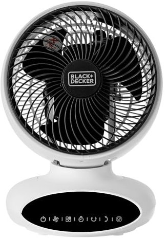 BLACK+DECKER BXFD52009GB 9” Air Circulation Desk Fan with 5 Speeds, Automatic 360° Oscillation, White
