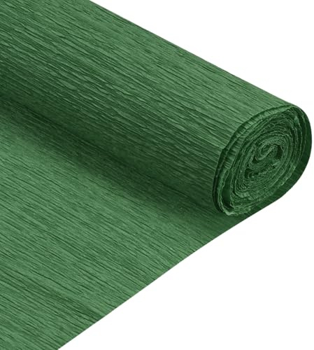 QUARKZMAN Papel Crepé, Verde Oscuro, 50x210cm, Papel Pinocho Serpentina para Decoraciones de Fiesta y Manualidades DIY