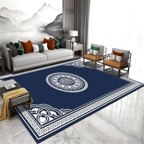 DJHWWD Area Rugs Kinderteppich Mädchen Pflegeleichter Wohnzimmerteppich mit klassischem Aufdruck 100x160CM Blau Teppich Kinderzimme