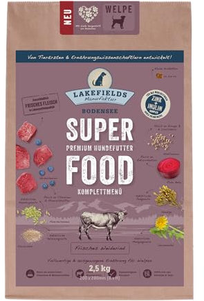 Lakefields Premium SUPERFOOD RIND für Welpen, die Trockenfutter-Sensation für Ihren Hund, Größe:4 x 2.5 Kg