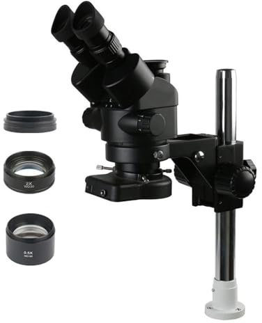Mikroskop-Zubehör-Kit 3,5- bis 90-facher Simul-Focus-Stereomikroskop mit kontinuierlichem Zoom, passend for Löten von PCB-Schmuckreparaturset, 32-mm-Säule, 76-mm-Halter