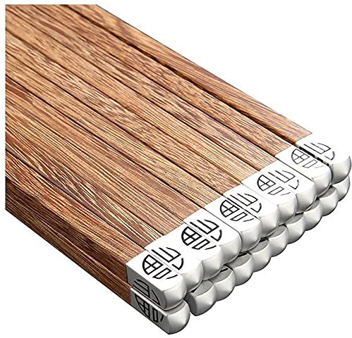 GAROEN Palillos Chinos Palillos Chinos Reutilizables Palillos Chinos Palillos Chinos Fu Juego de Regalo, 10 Pares de Palillos Chinos de Madera Natural (A 25 cm)