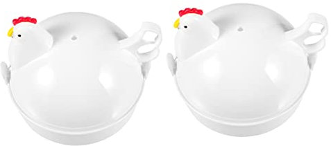 Ciieeo Cocedor de Huevos para Microondas 2 Piezas Plástico Reutilizable Hervidor de Usar para Desayunos Utensilios de Cocina Portátiles