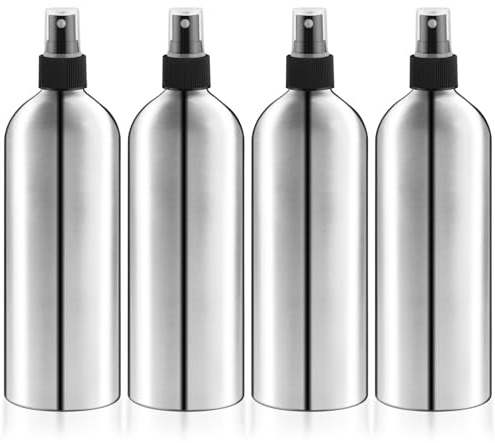 4 Pcs Aluminum Fine Mist Spray Bottles Empty Fine Mist Sprayer Bottle Reliable Metal Atomizer Cosmetic Storage Container for Hair Face Spray Toiletry Liquid - 500ml/16oz