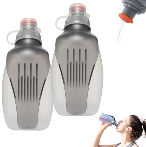KQWVZ Flasque Running, 2 Pièces Gourde Souple, 250 Ml Bouteille Sport avec Clip Arrière, Sans BPA, Anti-fuite Gourde Musculation pour Sports de Plein Air, Jogging, Randonnée, Fitness