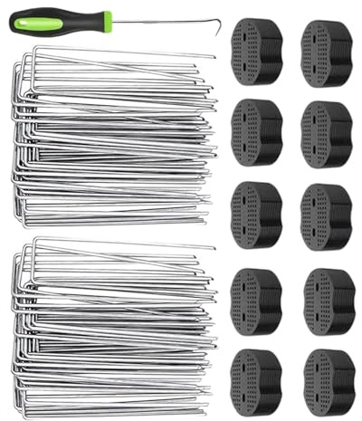 Metal Garden Stakes, Plein de barrière dans | Point de jardin lourd,Ancres de tissu extérieur réutilisables, fournitures de jardinage pour l'installation de clôture