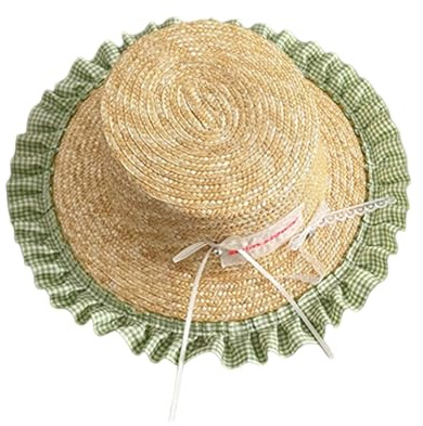 Qsvbeeqj Sombrero único para niños con volantes para el sol, cubo elegante al aire libre con función ajustable y detalle de mariposa de moda para sesiones de fotos diarias para niños., verde