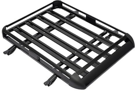 JJsdwin Aluminium Gepäckkorb Dachträger, Dachkorb Auto Gepäckträger mit Schallwand, Dachgepäckträger für SUV-Universalmodelle, Belastbarkeit 68kg