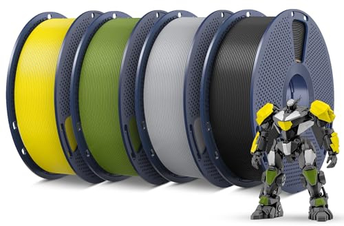 SUNLU 4KG Filament PETG 1.75 mm Noir+Argent+Vert olive+Jaune