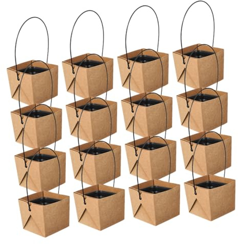 MOTHNUR 16 Juegos Mini Square Succulent Pots with Kraft Paper Wraps Small Planters with Drainage Hole For Indoor Desk and Wedding Party Decor