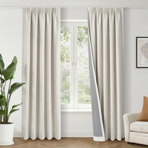 INOVADAY 100% Rideau Occultant Thermique 140 x 245 cm Lot de 2, Beige