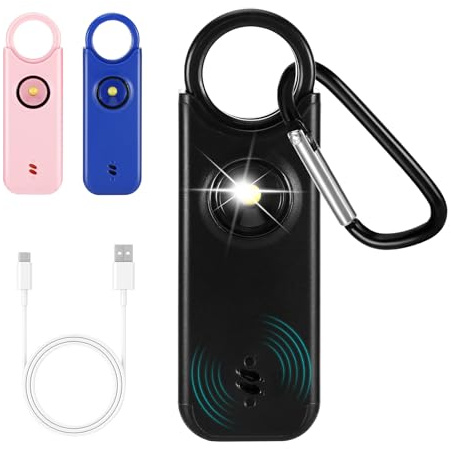 Sprifityy Persönlicher Alarm, Laut 135dB Extra Laut, (Schwarz) | Für Selbstverteidigung Frauen, Hell Taschenlampe & Batteriewarnung, Tragbares Gerät für Frauen, Kinder und Senioren