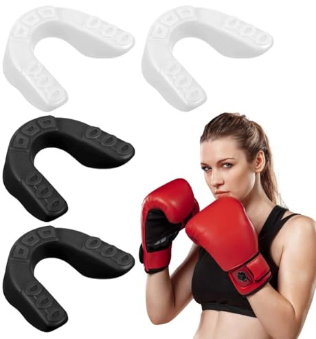 GNALIA Protectores Bucales 4 Unidades Niños 9-15 Años Negro Y Blanco Dimensiones 6X5X1.8 Cm Para Boxeo Rugby Hockey