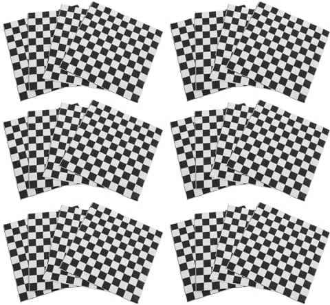 Schwarz Weiße Karierte Servietten 100 Stück aus Papier für Partys | Klassisch, Elegant und Stilvoll, Hohe Saugfähigkeit, Reißfest und Robust für Geburtstagsfeiern