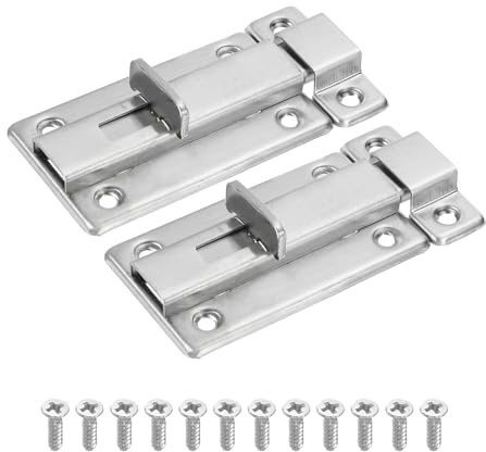 QUARKZMAN Catenaccio A Scorrimento 3 X 1.65 Pollici Montaggio A Superficie Serratura A Scorrimento Catenaccio In Acciaio Inox Per Mobili Ante Armadio Cancello Recinzione Confezione Da 2
