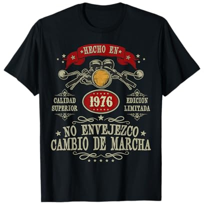 Hecho en 1976-50 Años Cumpleaños Moto Biker Hombre Motero Camiseta