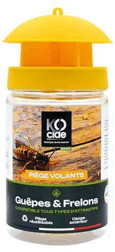 KOCIDE - Piège guêpes et frelons réutilisable - extérieur - 1 piège | Utilisation en extérieur : jardins, terrasses, au bord des piscines