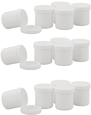 Kosmetex Leere Dose, Kosmetikdose weiß, rund 10gr / 12ml Schraubdose, Kunststoffdose, Cremedose, Kruke, Salbendose, 15 x 10gr / 12ml