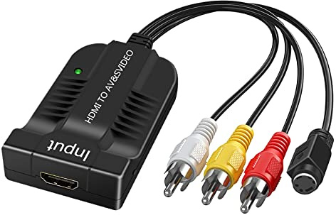 HDSUNWSTD 1080p HDMI to Male AV/S Video Adapter S-Video,HDMI2AV+S CVBS Video Converter, HDMI to Male AV&S Video RCA HDMI2AV Converter 1080P HD Video Converter Box High Definition Multimedia
