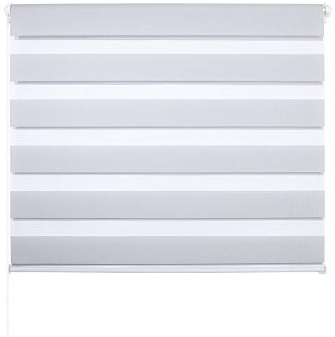 Laneetal Doppelrollo ohne Bohren Klemmfix, Duo Rollo Seitenzugrollo mit Klämmträgern, Sicht und Sonnenschutz für Fenster Tür Wand, lichtdurchlässig u. Verdunkelnd (Grau, 60 x 150 cm)