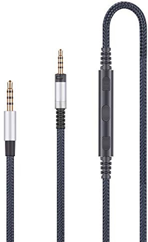 Cable de repuesto de audio compatible con auriculares Sennheiser Momentum, Momentum 2.0, HD1, cable de audio compatible con dispositivos Apple iPhone, iPod, iPad con control de volumen de micrófono