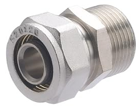 Rak kompressionsrörkoppling för flerskiktsrör - Gänga: 20 x 27 - Ø rör: 20
