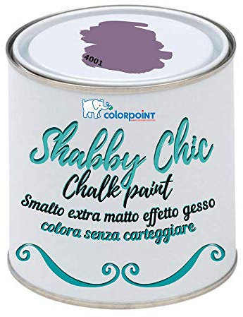 Vernice Shabby Chic CHALK PAINT 1 Litro - Pittura Extra Opaca - Colora senza Carteggiare - 22 COLORI VINTAGE (Viola Decor 4001)