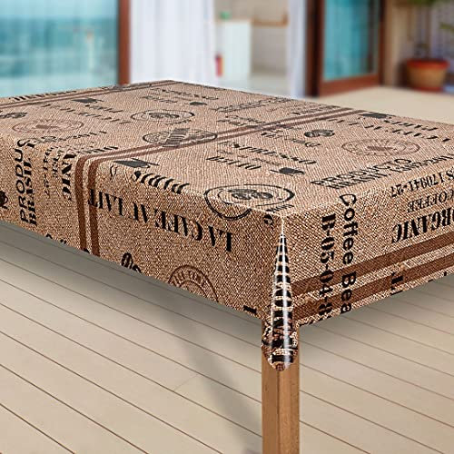 laro Wachstuch-Tischdecke Abwaschbar Garten-Tischdecke Wachstischdecke PVC Plastik-Tischdecken Eckig Meterware Wasserabweisend Abwischbar G09, Muster:Kaffee Kaffeebohnen braun, Größe:110x140 cm