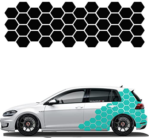 1A Style Sticker Auto Waben Aufkleber Autodekor KFZ Seitenaufkleber Camper Wohnwagen Premiumfolie (Türkis)
