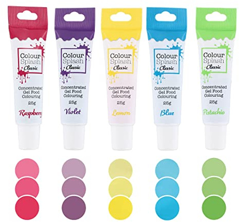 Colour Splash Unicorn Food Colouring Gel Set - 5 Pack | Raspberry Red, Violet, Lemon, Blue & Pistachio Green, 25g Tubes, Highly Concentrated, Ideal For Unicorn Cakes