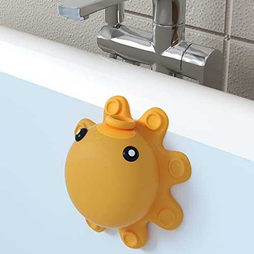 Bathtub Overflow Drain Cover - Tub Filler Bath Cover, Adds Centimetres of Water for Deeper Bath (Silicone, Yellow)