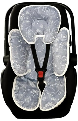 DILIMI Baby Car Seat Head and Body Support, 2-in-1 Infant Car Seat Insert, Soft Cushion for Car Seat, Stroller, Bouncers, Dinosaur