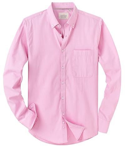 J.VER Oxford Herren Hemd Bügelfrei Regular Fit Hemd Langarm Casual Hemd aus Oxford Button Down Hemd Faltenfrei Freizeithemd mit Tasche