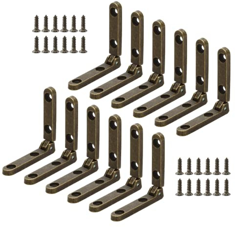 Jiozermi 12 Pcs Bronze Hinges, 90 Degree Jewelry Box Hinge Wood Box Mini Hinge Gift Box Zinc Alloy Chest Case Hinges with Screws