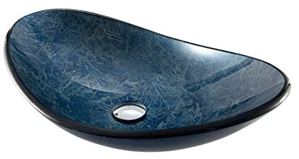 Haushaltsprodukte Aufsatzwaschbecken,Waschbecken Aus Glas Waschtisch, Oval Hand Waschschale Mit Wasserhahn Set,Waschschale Waschtisch (A)