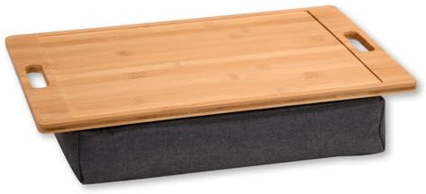 Kesper | Knietablett, Mateial: Bambus, Textil, Maße: 45 x 31 cm/Höhe: 8 cm, Farbe: Braun, Grau | 77622