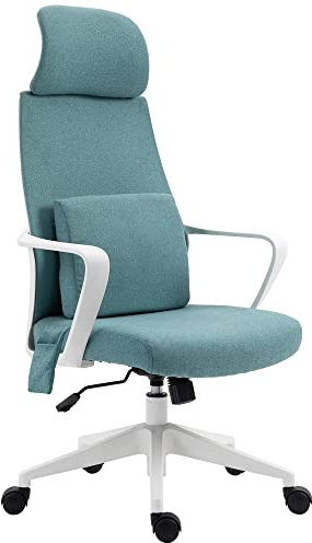 Vinsetto Bürostuhl höhenverstellbarer Drehstuhl Massagesessel ergonomischer Chefsessel mit Massagefunktion Gamingstuhl Nylon Blau 62 x 60 x 114-122 cm