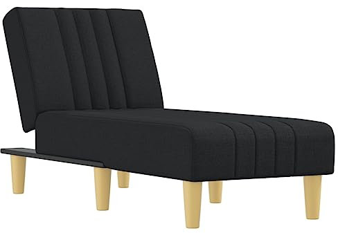 vidaXL Chaiselongue, Sofa in 3 Positionen zum Sitzen Entspannen Schlafen Verstellbar, Couch in Eleganter Optik, Liege Schlafsofa Loungesofa Liegesofa, Schwarz Stoff