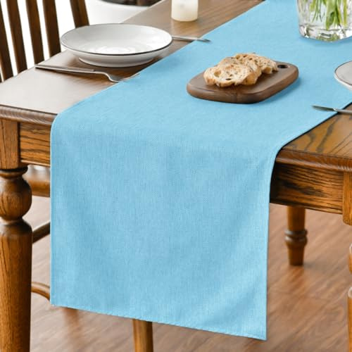 Artoid Mode Hellblau Tischläufer, Abwaschbar Küche Esstisch Tisch Dekoration Drinnen Urlaub Party Dekor 40x100 cm | Saisonal Frühling Winter Abwaschbar Küche Esstisch Tisch Dekoration Drinnen Urlaub Party Dekor