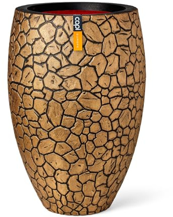 Capi Europe - Gefäß elegant Deluxe Clay NL - 55x85 - Gold - Blumentopf für den Innen- und Außeneinsatz - Übertopf - Pflanztopf - Pflanzgefäß - Kunststoff - KGBC1132